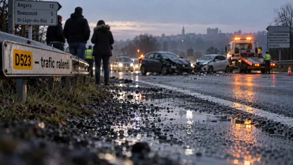 Accident sur la D523 : circulation perturbée près d'Angers ce vendredi