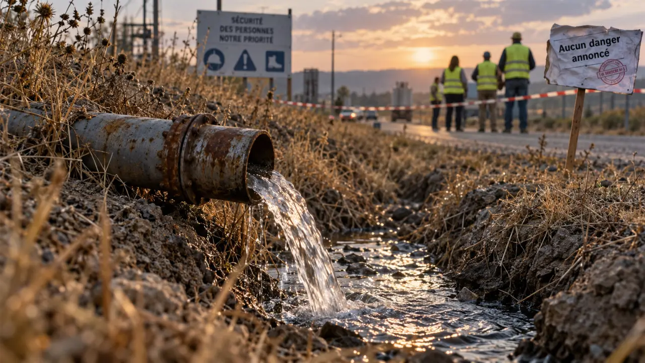 Fuite d’eau et échappement de gaz signalés, sans danger annoncé