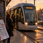 Trams Angers : tram au terminus, trois lignes Irigo